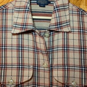 Pendleton Tan and Cranberry plaid Light weight Jacket